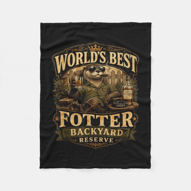 Worlds fotter funny otter backyard dad pun fleece blanket (Front)