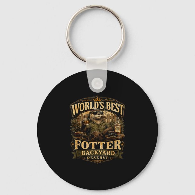 Worlds fotter funny otter backyard dad pun key ring (Front)