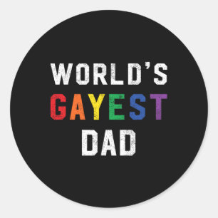 Worlds Gayest Dad Cute Gay Pride Lgbt Fathers Day  Classic Round Sticker
