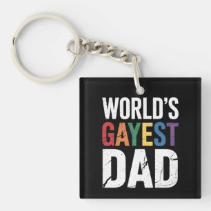 World's Gayest Dad LGBTQ Gay Pride Ally Rainbow Key Ring