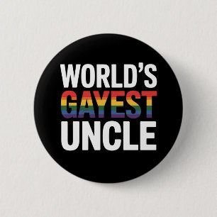 World's Gayest Uncle LGBTQ Gay Pride Ally Rainbow 6 Cm Round Badge
