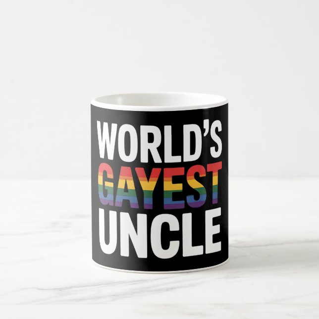 World's Gayest Uncle LGBTQ Gay Pride Ally Rainbow Coffee Mug (Center)