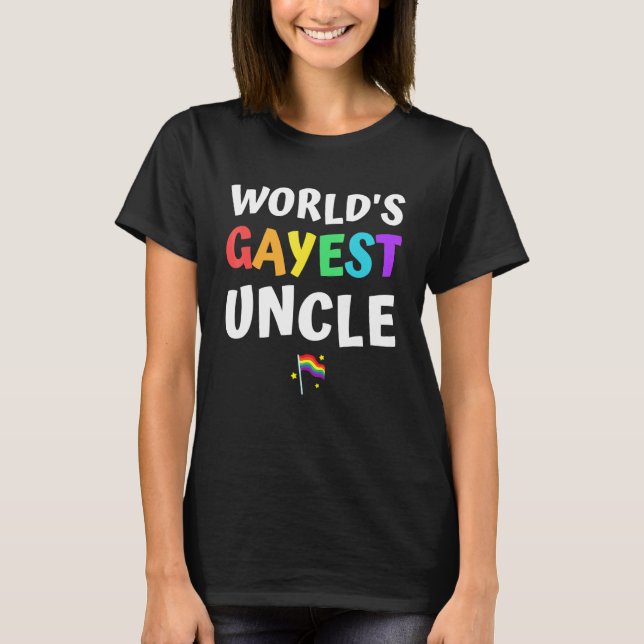 Worlds Gayest Uncle Pride Rainbow Flag Love Lgbt L T-Shirt (Front)
