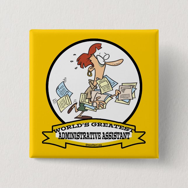 WORLDS GREATEST ADMINISTRATIVE ASSISTANT WOMEN 15 CM SQUARE BADGE (Front)