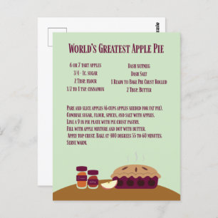 World's Greatest Apple Pie Recipe Postcard