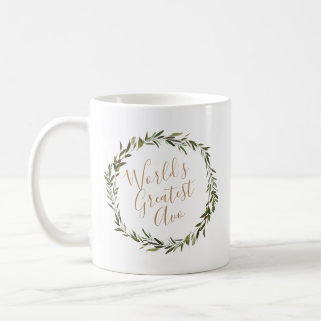 World's Greatest Avo | Olive Leaf Wreath Coffee Mug (Left)