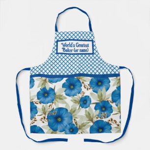 Worlds Greatest Baker - Blue Morning Glories  Apron