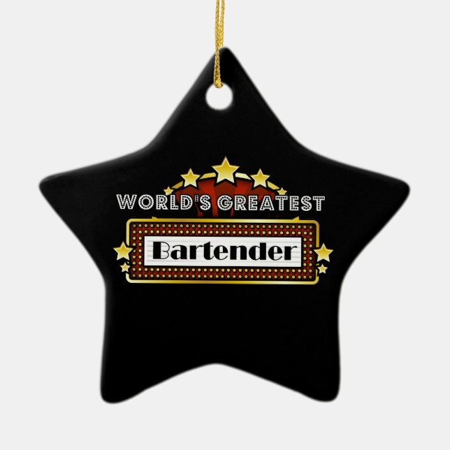 World's Greatest Bartender Ceramic Tree Decoration (Front)
