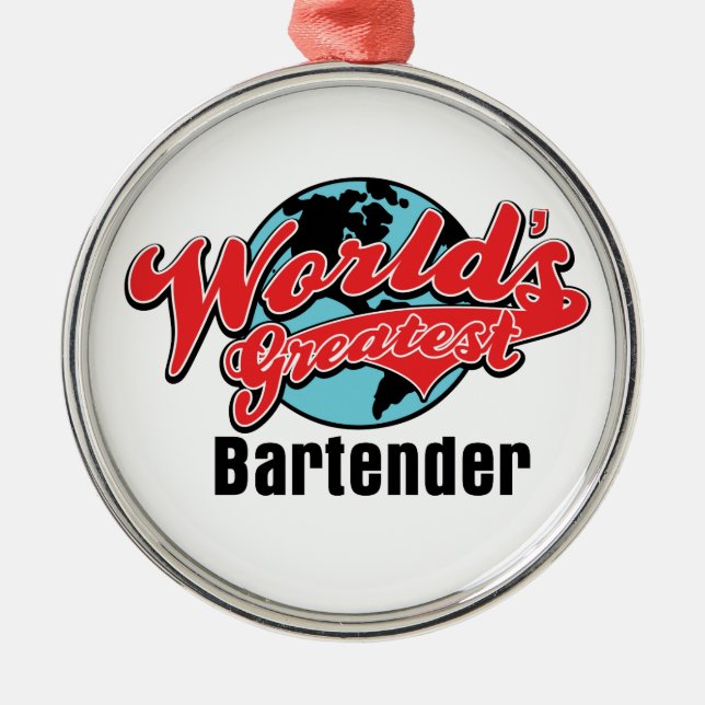 Worlds Greatest Bartender Metal Tree Decoration (Front)
