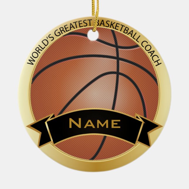 World's Greatest Basketball Coach | DIY Name Ceramic Ornament (Front)