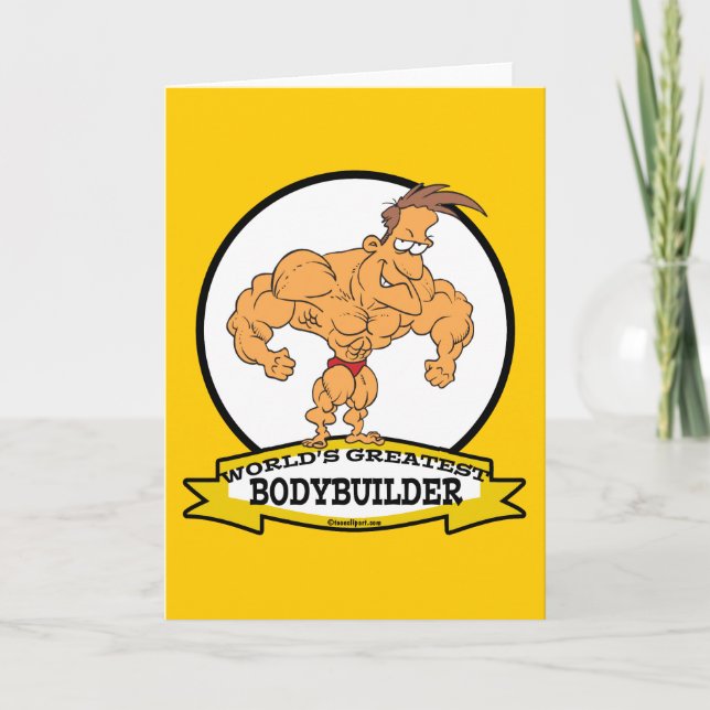 WORLDS GREATEST BODYBUILDER MEN CARTOON CARD (Front)