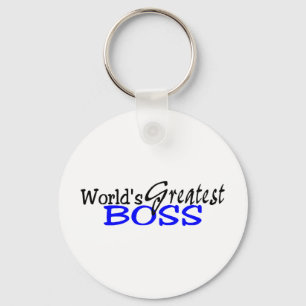 Worlds Greatest Boss Black Blue Key Ring