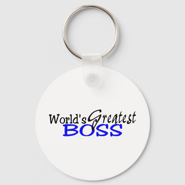 Worlds Greatest Boss Black Blue Key Ring (Front)