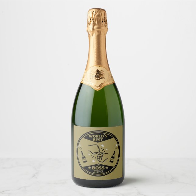 World's Greatest Boss Sparkling Wine Label (Front)