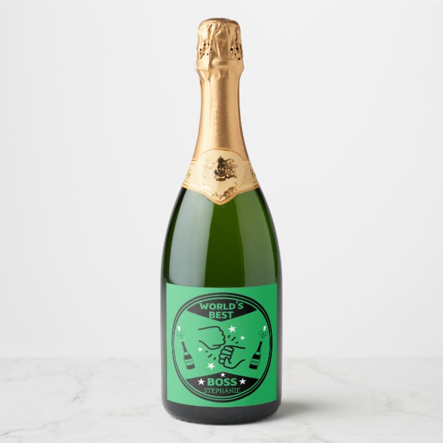 World's Greatest Boss Sparkling Wine Label (Front)