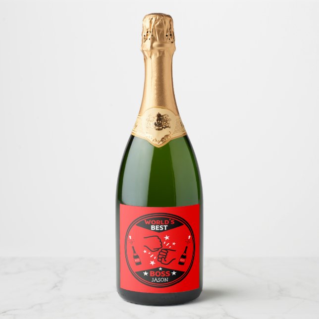 World's Greatest Boss Sparkling Wine Label (Front)