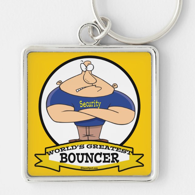 WORLDS GREATEST BOUNCER MEN CARTOON KEY RING (Front)