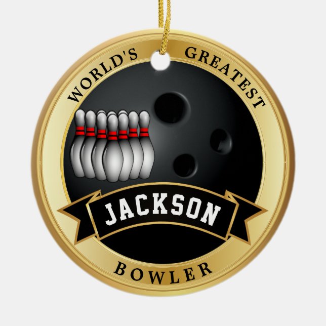 World's Greatest Bowler Ceramic Ornament (Front)