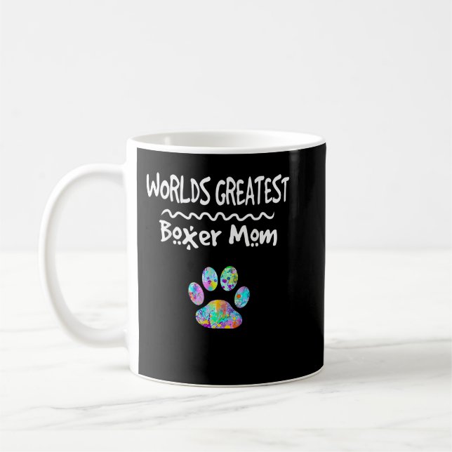 Worlds Greatest Boxer Dog Mum Mother Cute Paw Prin Coffee Mug (Left)