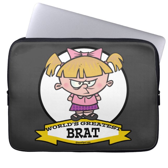 WORLDS GREATEST BRAT CARTOON LAPTOP SLEEVE (Front)
