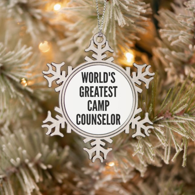 Worlds Greatest Camp Counsellor Snowflake Pewter Christmas Ornament (Tree)