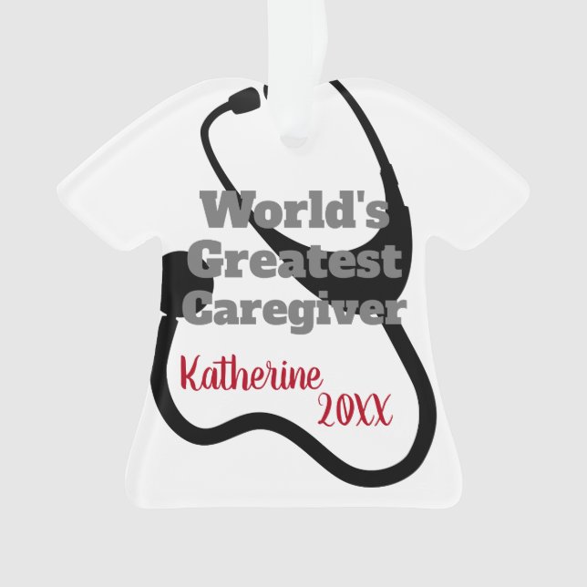 World's Greatest Caregiver Cute Personalised Ornament (Front)