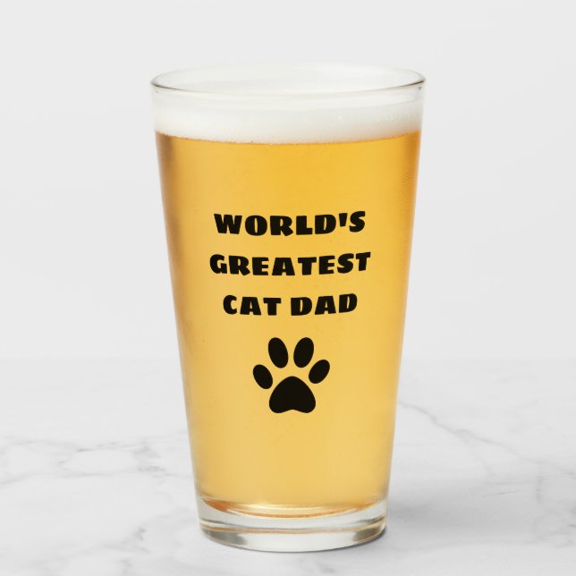 World's Greatest Cat Dad Custom Text Personalised Glass (Front Filled)