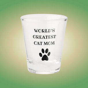 World's Greatest Cat Mom Custom Text Personalized Shot Glass