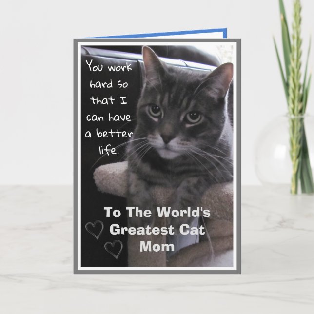 World's Greatest Cat Mom Funny Card (Front)