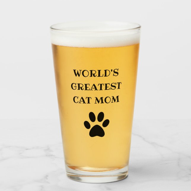 World's Greatest Cat Mum Custom Text Personalised Glass (Front Filled)