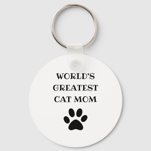 World's Greatest Cat Mum Custom Text Personalised Key Ring (Front)