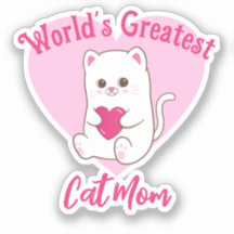 World's Greatest Cat Mum Funny Cute Pink Heart