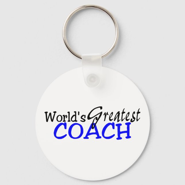 Worlds Greatest Coach Blue Black Key Ring (Front)