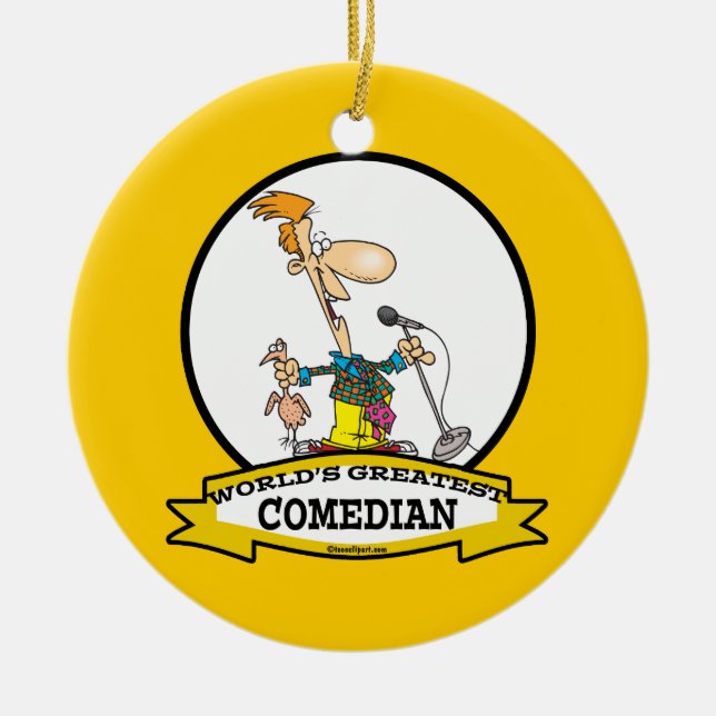 WORLDS GREATEST COMEDIAN MEN CARTOON CERAMIC TREE DECORATION (Front)