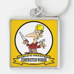 WORLDS GREATEST CONSTRUCTION WORKER CARTOON KEY RING