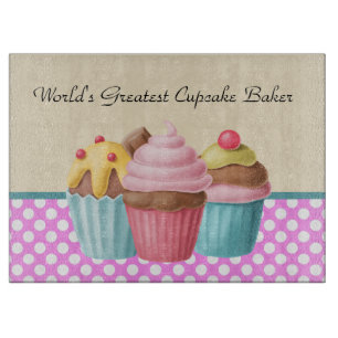 World's Greatest cupcake baker add message Cutting Board