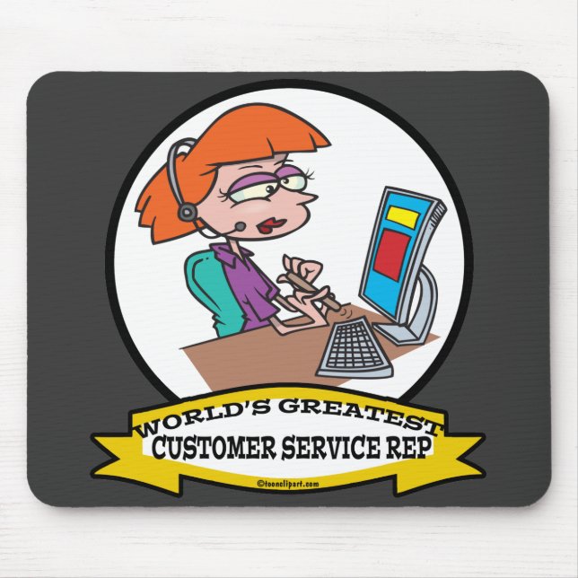 WORLDS GREATEST CUSTOMER SERVICE REP CARTOON MOUSE PAD (Front)
