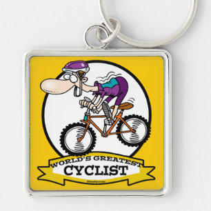 WORLDS GREATEST CYCLIST MEN CARTOON KEY RING