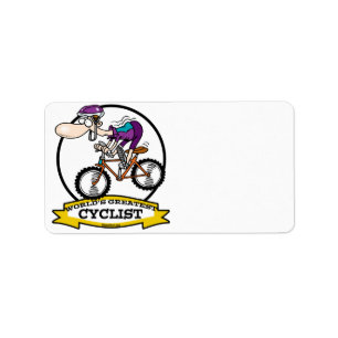 WORLDS GREATEST CYCLIST MEN CARTOON LABEL