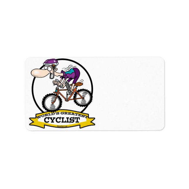 WORLDS GREATEST CYCLIST MEN CARTOON LABEL (Front)
