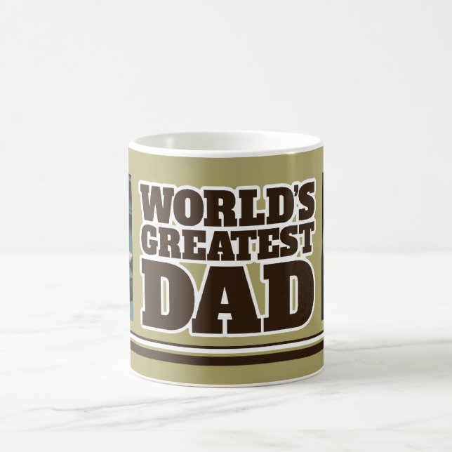 World's Greatest Dad 2 photos Army green beige mug (Center)