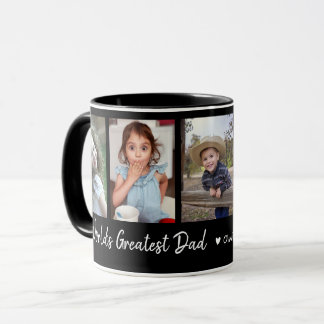World's Greatest Dad 5 Photo Collage Black Mug