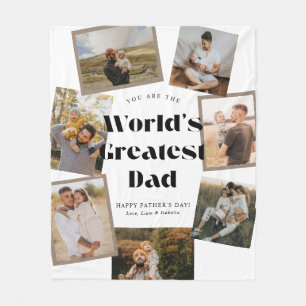 World's Greatest Dad 7 Photo Collage Fleece Blanket