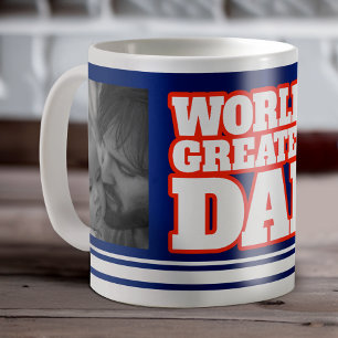 World's Greatest Dad add 2 photos blue red white Coffee Mug