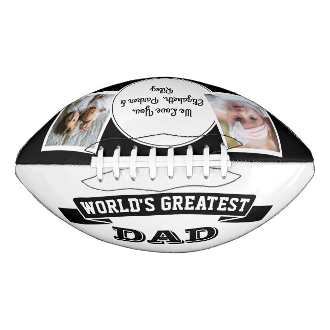 World's Greatest Dad Black White 2 Photo Collage Football (Front)