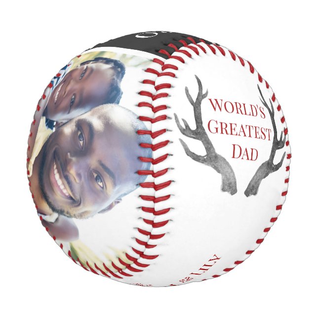 World's Greatest Dad Custom Family Photos Baseball (Angled)