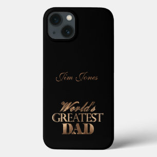 World's Greatest Dad Elegant Black and Gold Text iPhone 13 Case