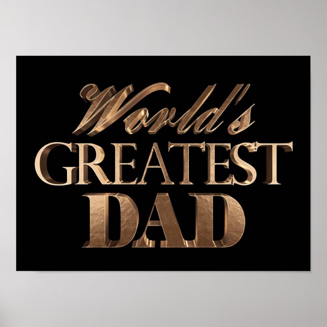 World's Greatest Dad Elegant Black Gold Typography Poster (Front)
