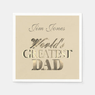 World's Greatest Dad Elegant Gold Look Ivory Napkin