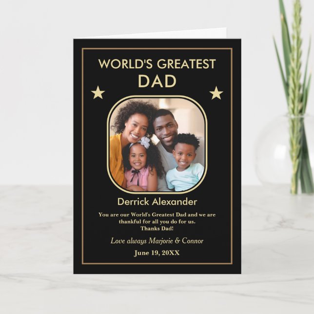 World's Greatest Dad Father's Day Photo Custom Card (Front)